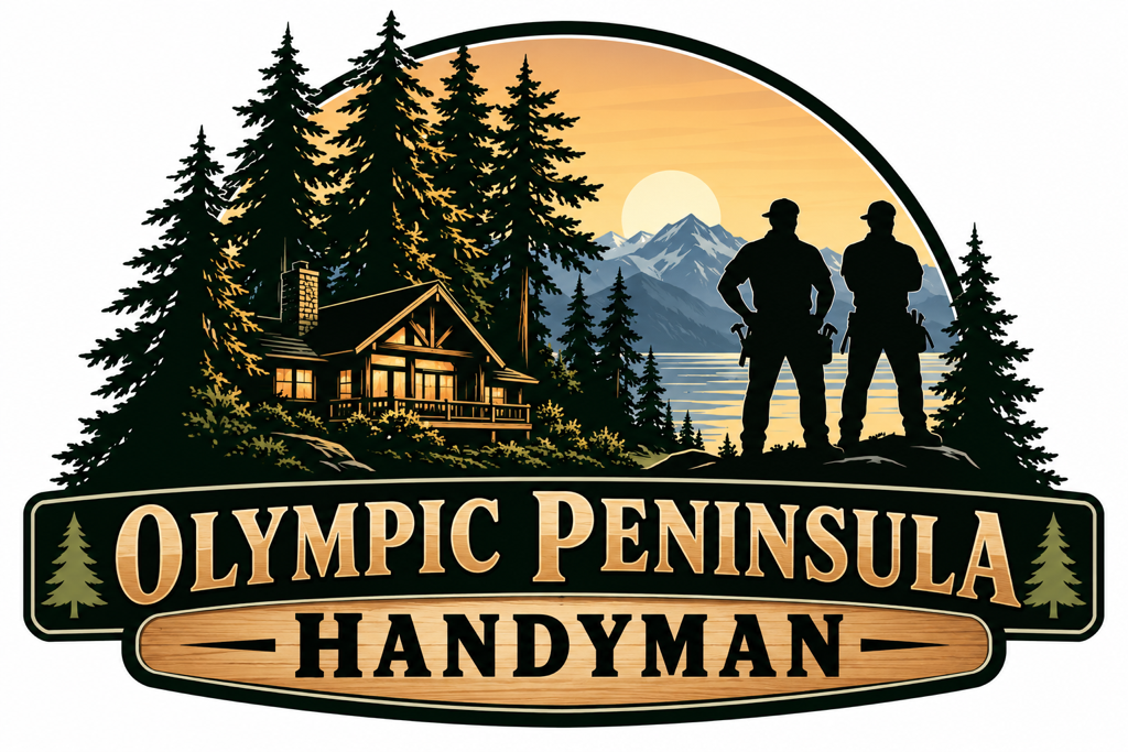 Young man fixing the door in house.